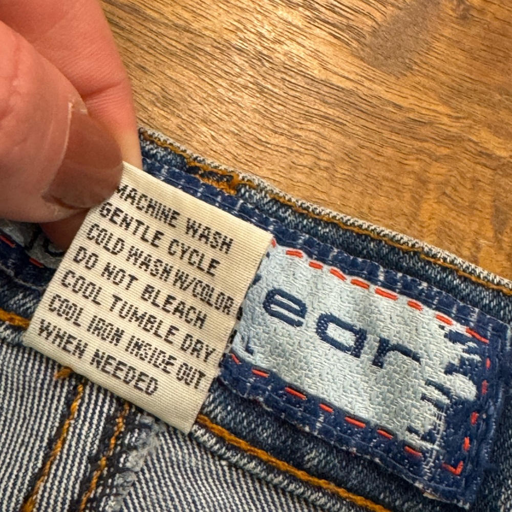 Vintage Early 2000s Cool Wear Blue flare jeans with American flag print size 1 - Picture 8 of 11